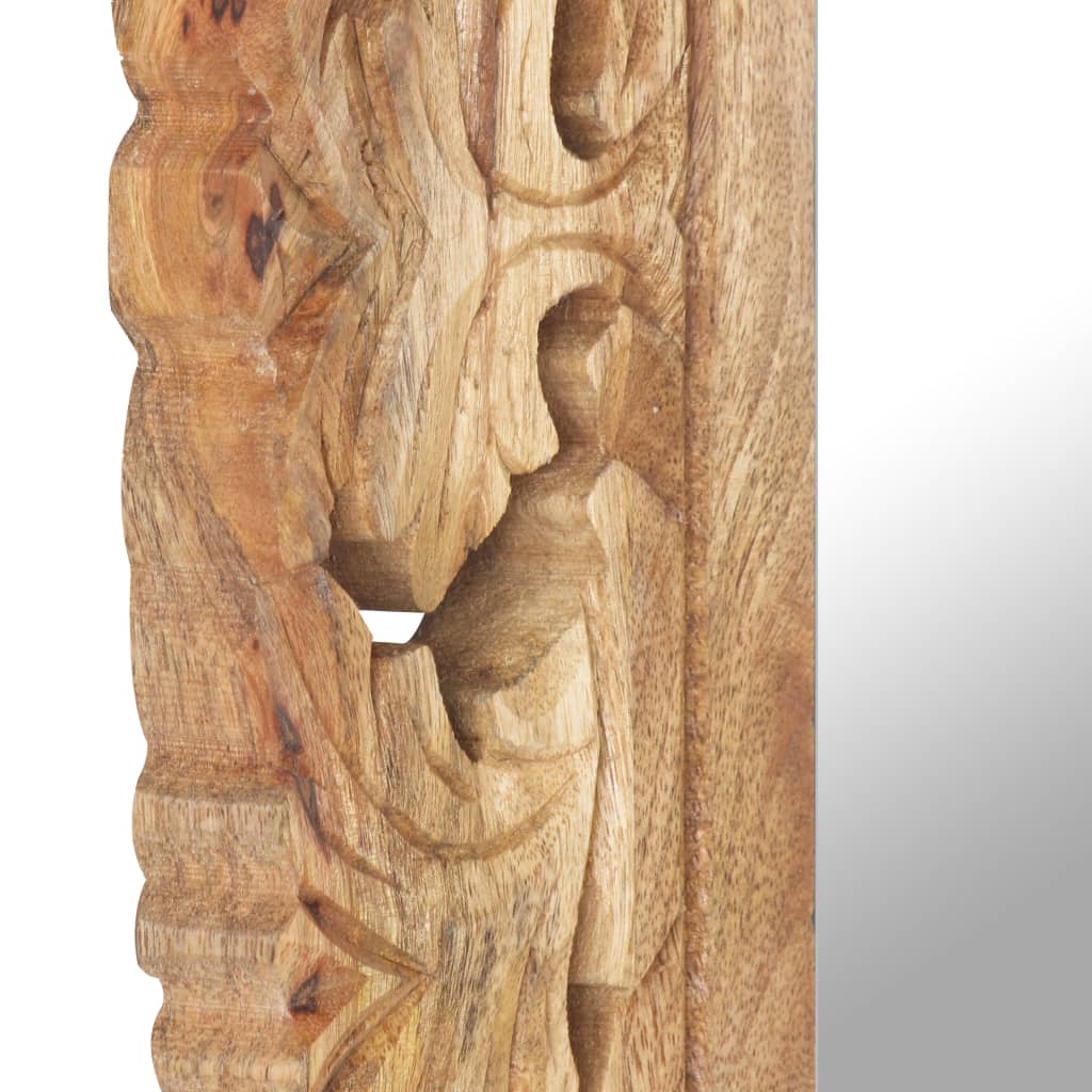 Specchio Intagliato a Mano 50x50 cm in Legno Massello di Mango | homemem39