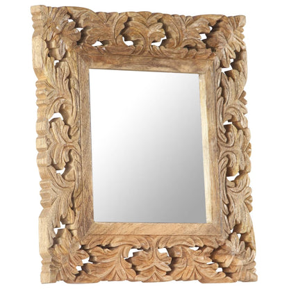 Specchio Intagliato a Mano 50x50 cm in Legno Massello di Mango | homemem39