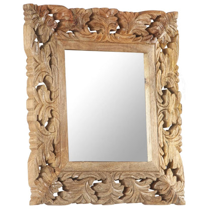 Specchio Intagliato a Mano 50x50 cm in Legno Massello di Mango | homemem39