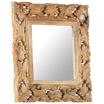 Specchio Intagliato a Mano 50x50 cm in Legno Massello di Mango | homemem39