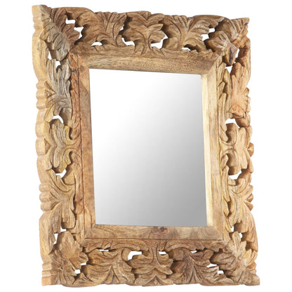 Specchio Intagliato a Mano 50x50 cm in Legno Massello di Mango | homemem39