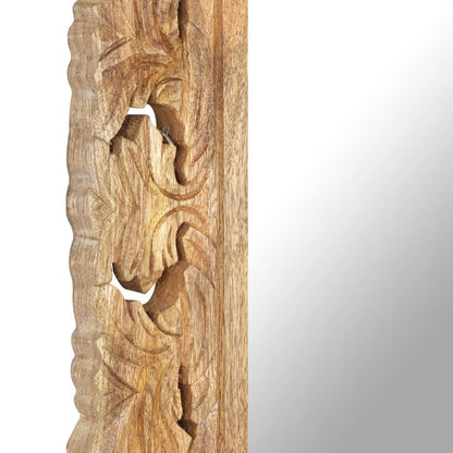 Specchio Intagliato a Mano 80x50 cm in Legno Massello di Mango | homemem39