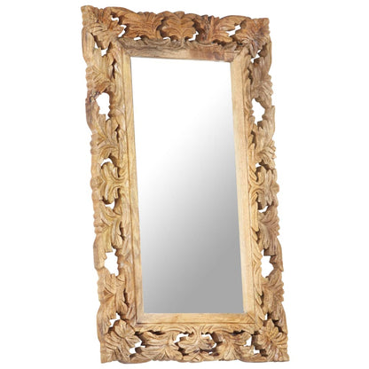 Specchio Intagliato a Mano 80x50 cm in Legno Massello di Mango | homemem39
