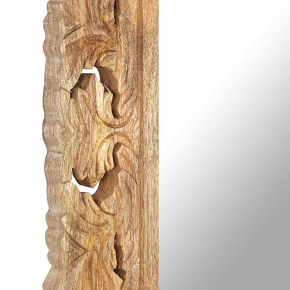 Specchio Intagliato a Mano 110x50 cm in Legno Massello di Mango | homemem39
