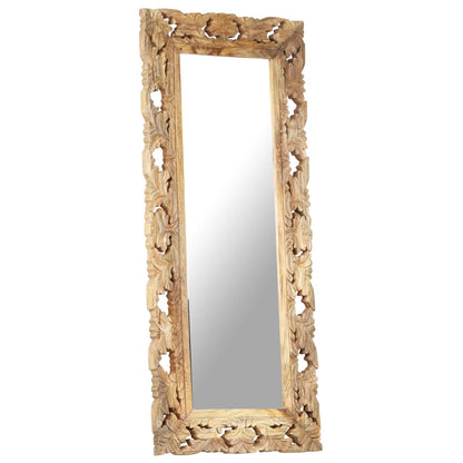 Specchio Intagliato a Mano 110x50 cm in Legno Massello di Mango | homemem39