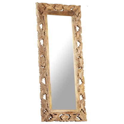 Specchio Intagliato a Mano 110x50 cm in Legno Massello di Mango | homemem39