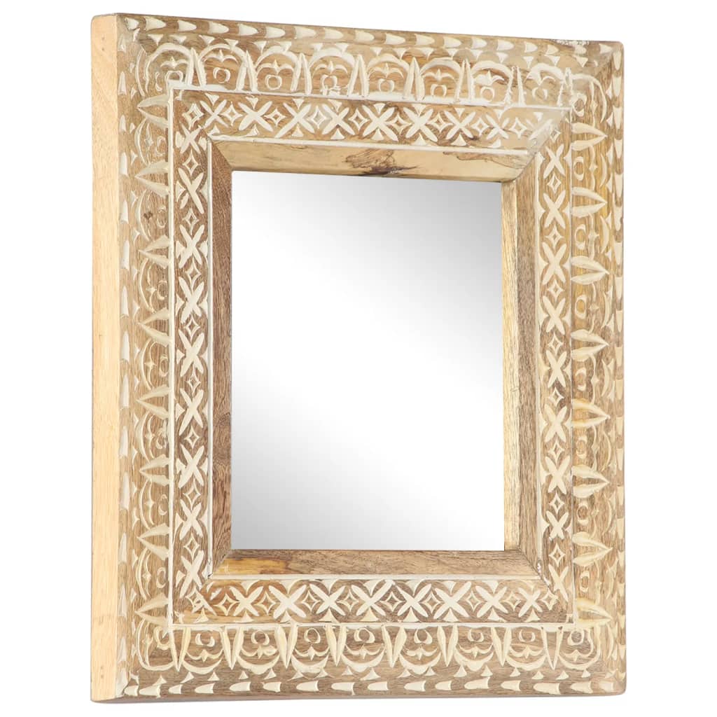 Specchio Intagliato a Mano 50x50x2,6 cm in Massello di Mango | homemem39