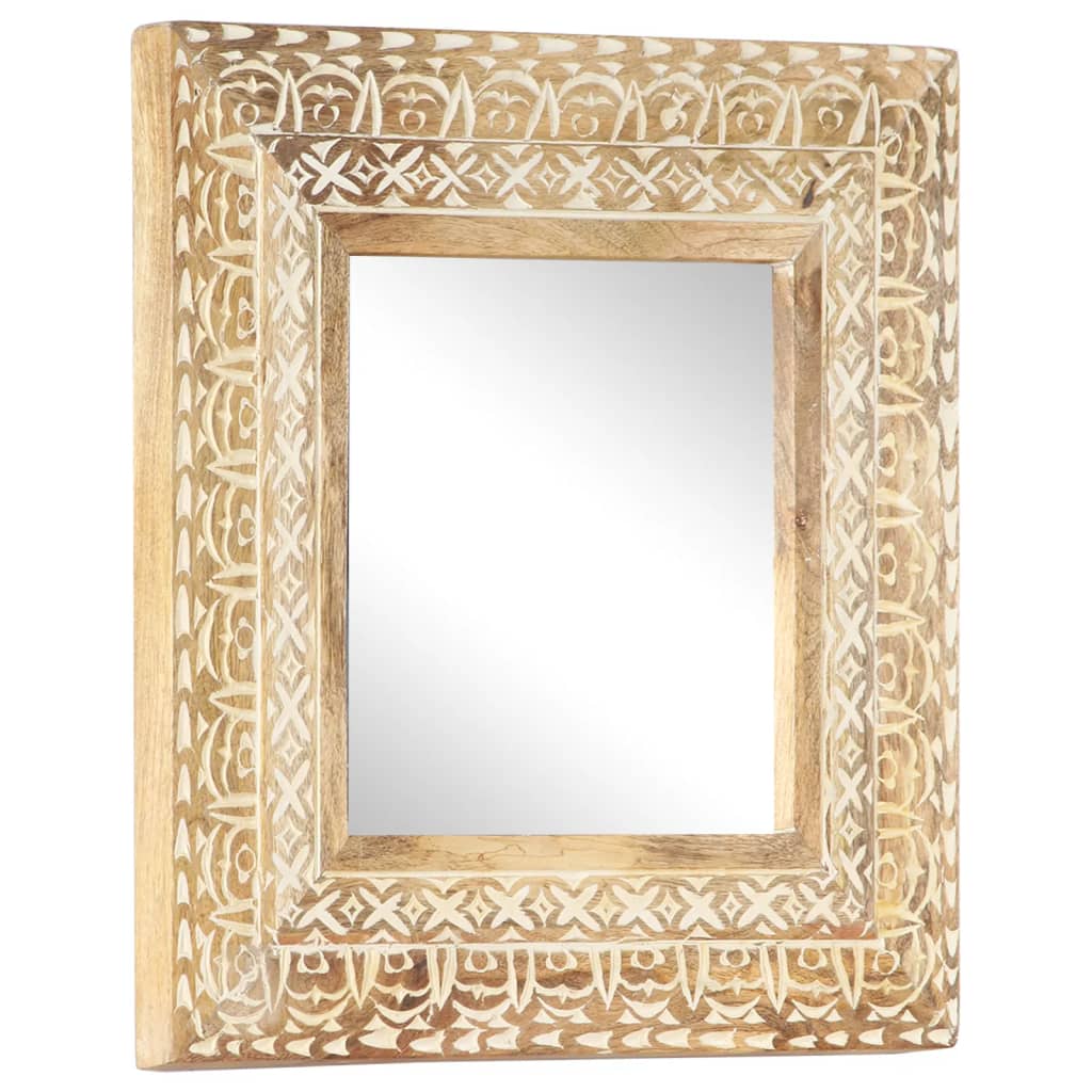 Specchio Intagliato a Mano 50x50x2,6 cm in Massello di Mango | homemem39