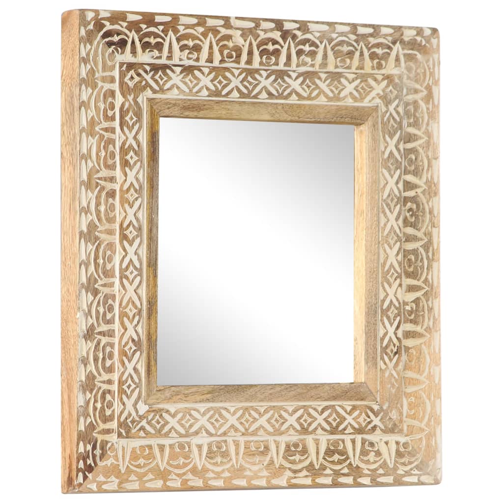Specchio Intagliato a Mano 50x50x2,6 cm in Massello di Mango | homemem39