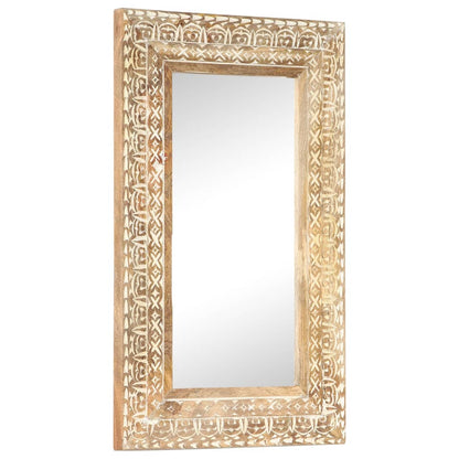 Specchio Intagliato a Mano 80x50x2,6 cm in Massello di Mango