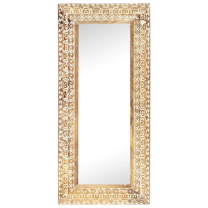 Specchio Intagliato a Mano 110x50x2,6 cm in Massello di Mango