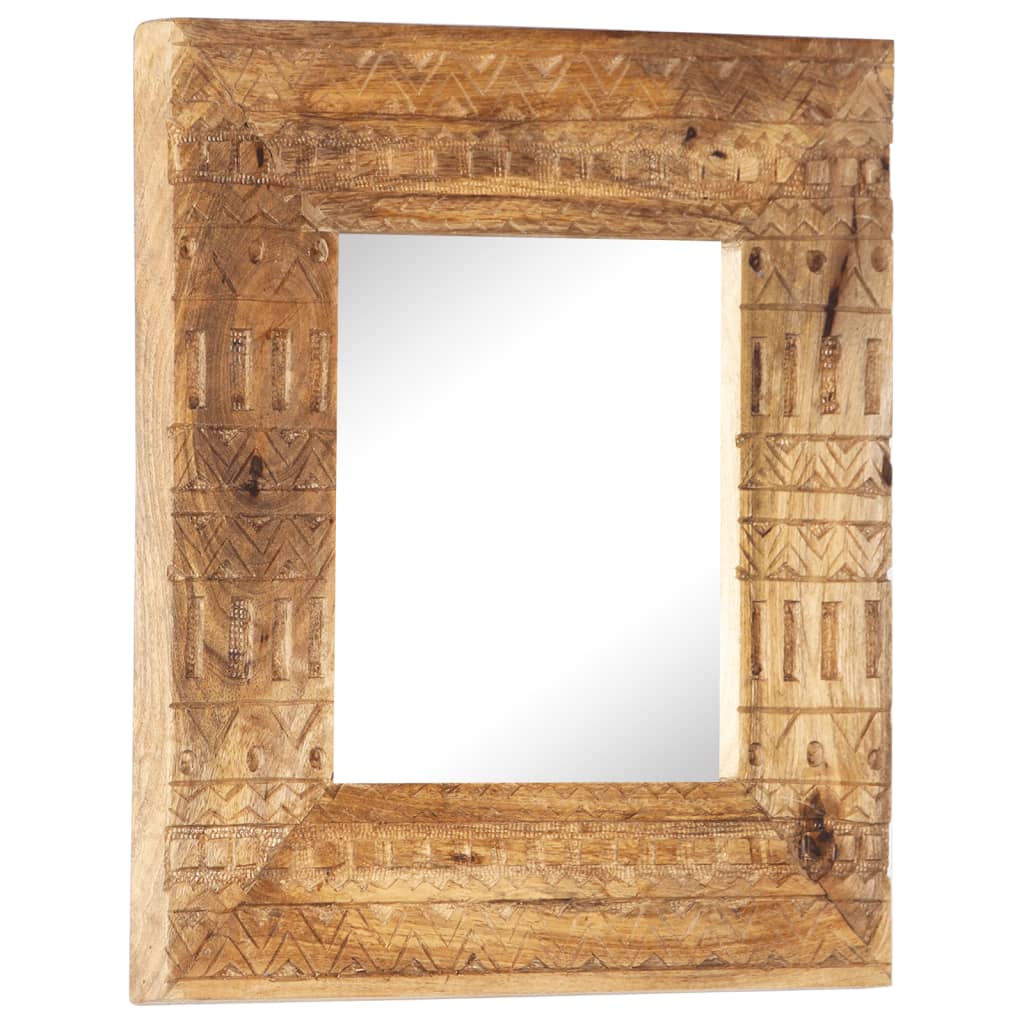 Specchio Intagliato a Mano Bianco 50x50x2,5cm in Legno di Mango | homemem39