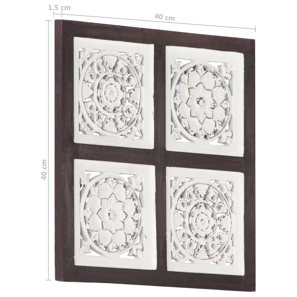 Pannello Murale Intagliato MDF 40x40x1,5 cm Marrone e Bianco - homemem39