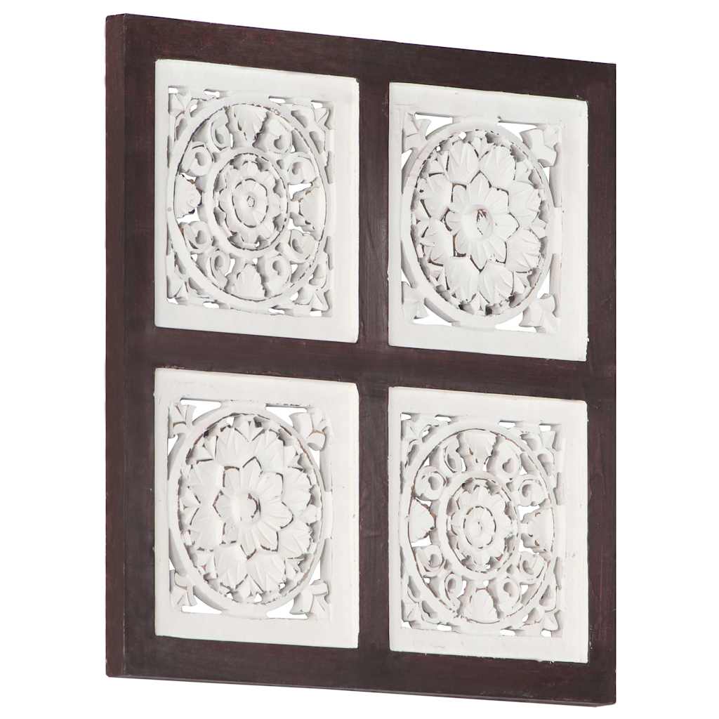 Pannello Murale Intagliato MDF 40x40x1,5 cm Marrone e Bianco - homemem39