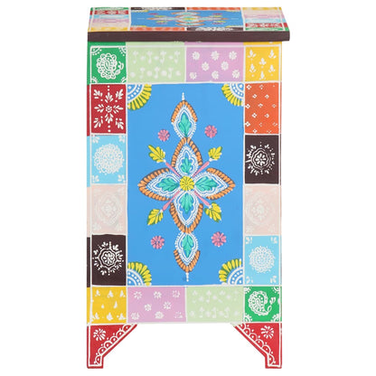 Comodino Dipinto a Mano 40x30x50 cm in Legno Massello di Mango