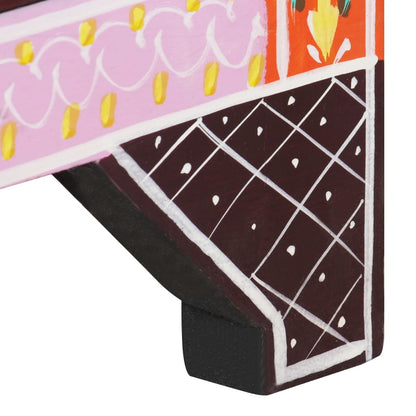 Comodino Dipinto a Mano 40x30x50 cm in Legno Massello di Mango