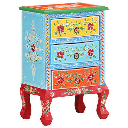 Comodino Dipinto a Mano 40x30x60 cm in Legno Massello di Mango | homemem39