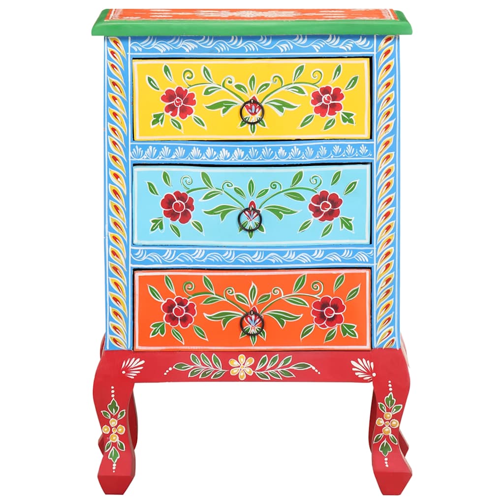 Comodino Dipinto a Mano 40x30x60 cm in Legno Massello di Mango | homemem39