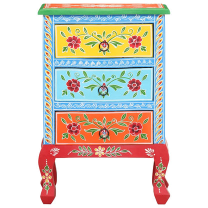 Comodino Dipinto a Mano 40x30x60 cm in Legno Massello di Mango | homemem39