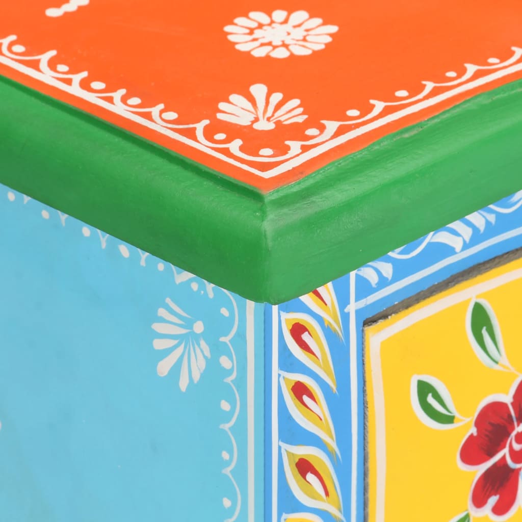 Comodino Dipinto a Mano 40x30x60 cm in Legno Massello di Mango | homemem39