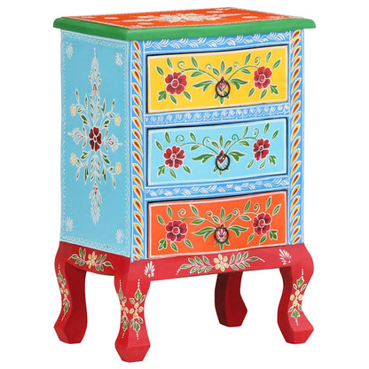 Comodino Dipinto a Mano 40x30x60 cm in Legno Massello di Mango | homemem39