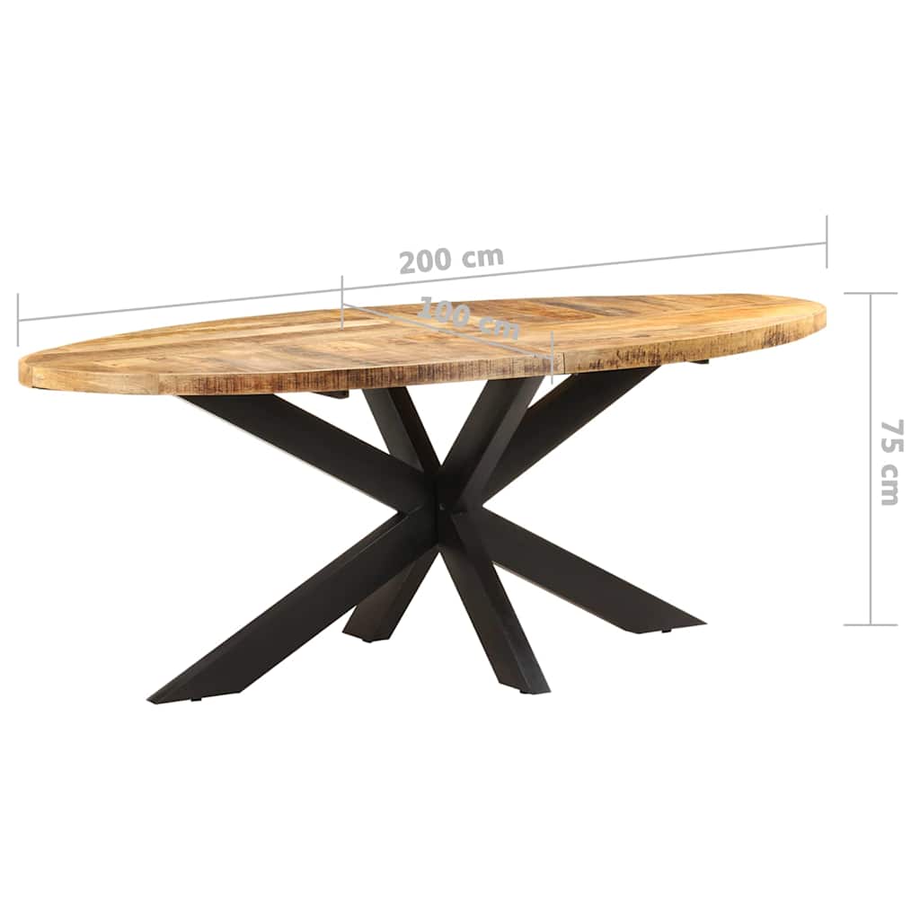 Tavolo da Pranzo Ovale 200x100x75cm in Massello di Mango Grezzo | homemem39