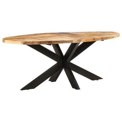 Tavolo da Pranzo Ovale 200x100x75cm in Massello di Mango Grezzo | homemem39