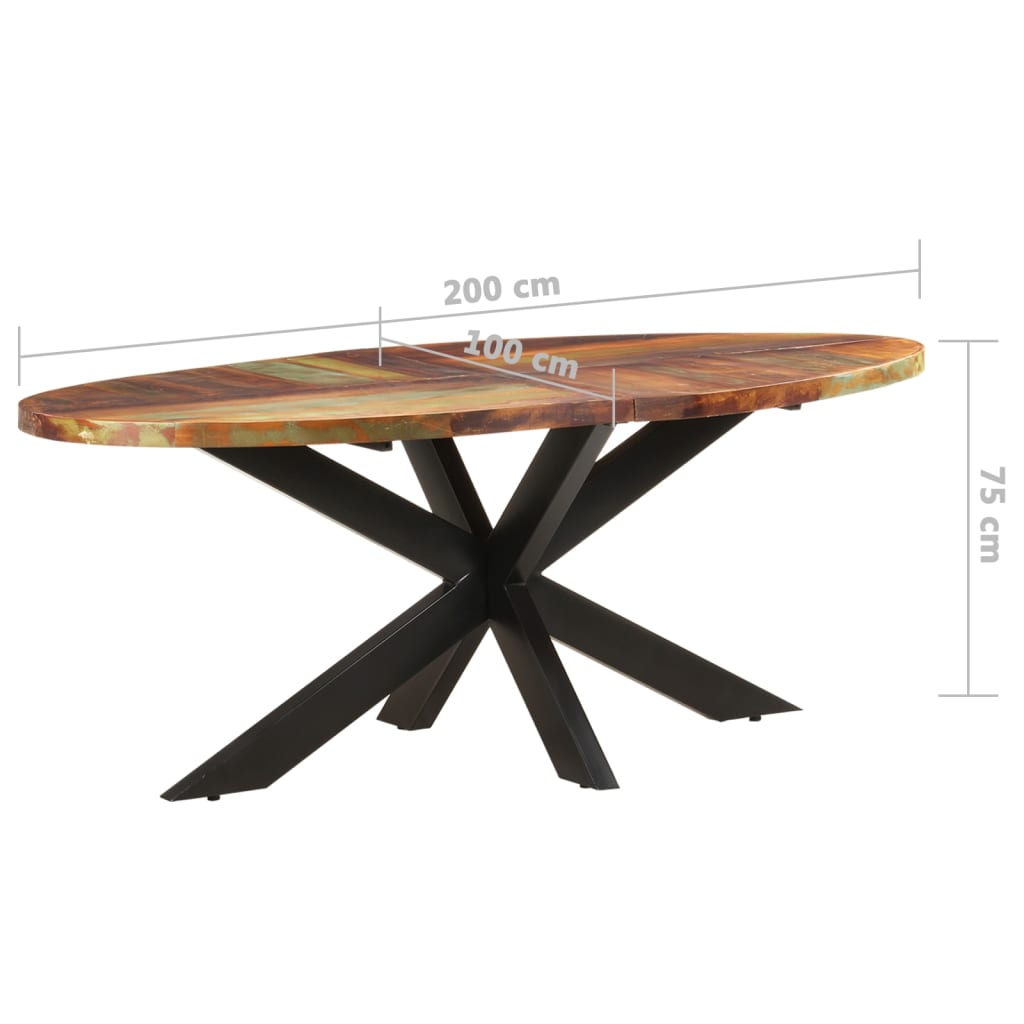 Tavolo da Pranzo 200x100x75cm in Legno Massello di Recupero | homemem39