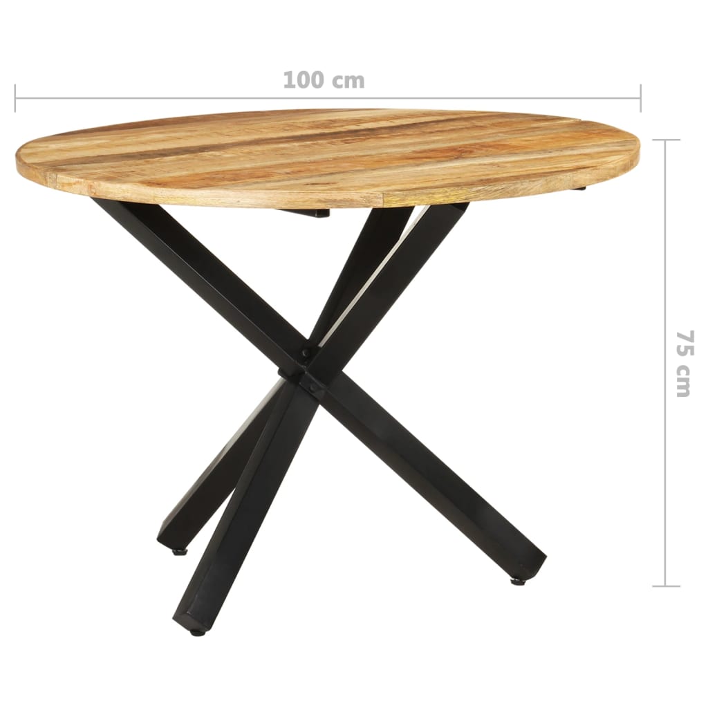 Tavolo da Pranzo Rotondo 100x100x75 cm Massello di Mango Grezzo | homemem39