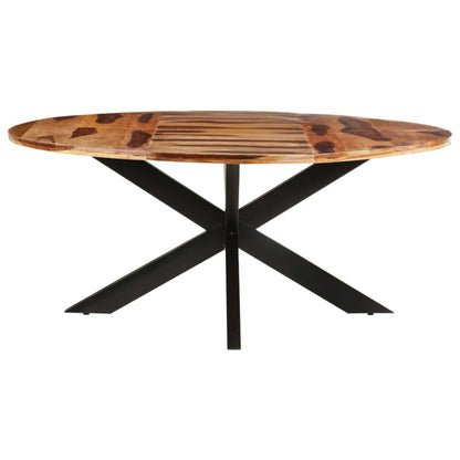 Tavolo Pranzo Rotondo 175x75 cm Legno di Acacia Finitura Ambra | homemem39
