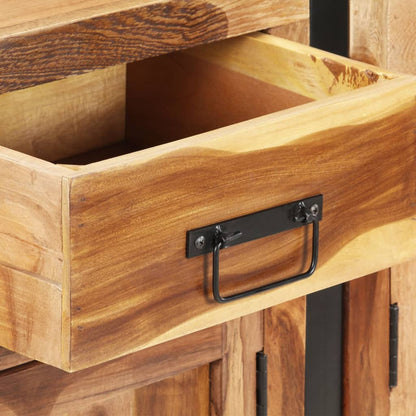 Credenza 172x35x80 cm in Legno di Acacia con Finitura Ambra