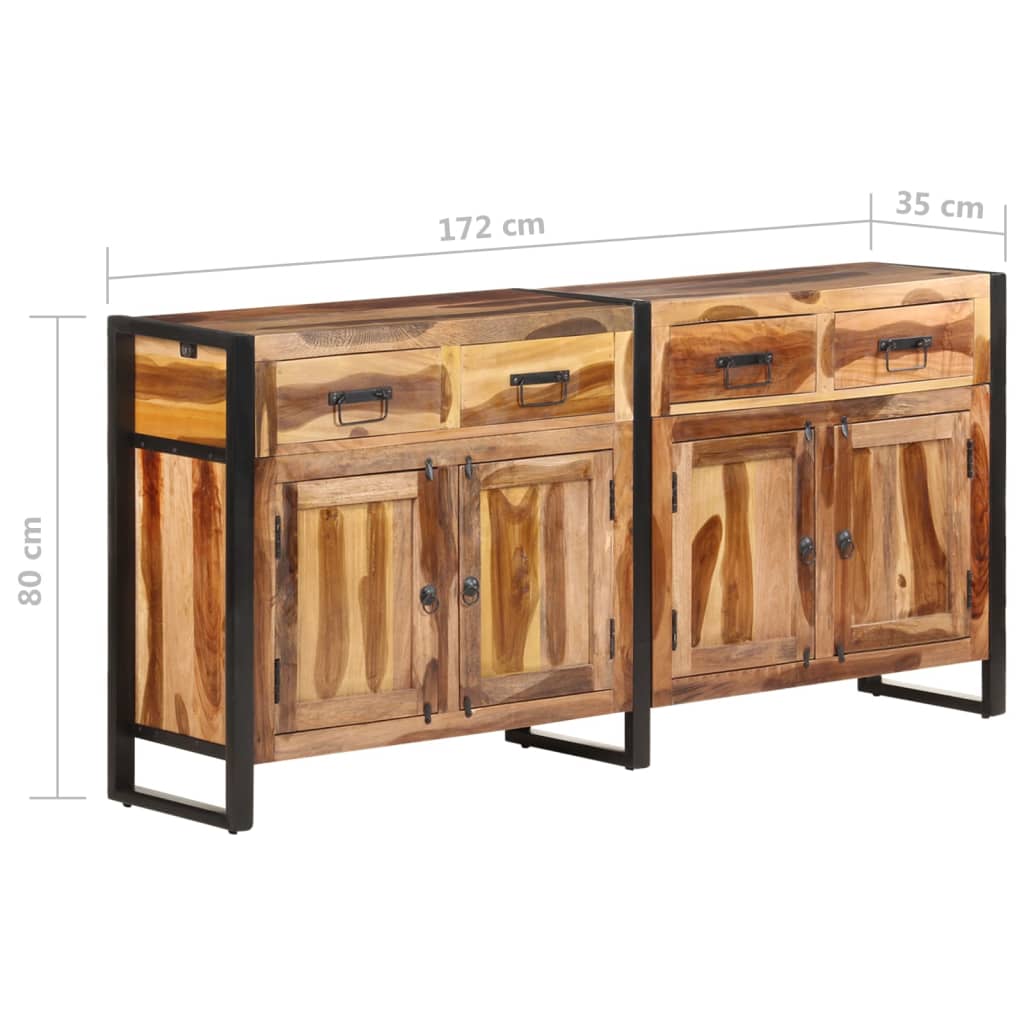 Credenza 172x35x80 cm in Legno di Acacia con Finitura Ambra