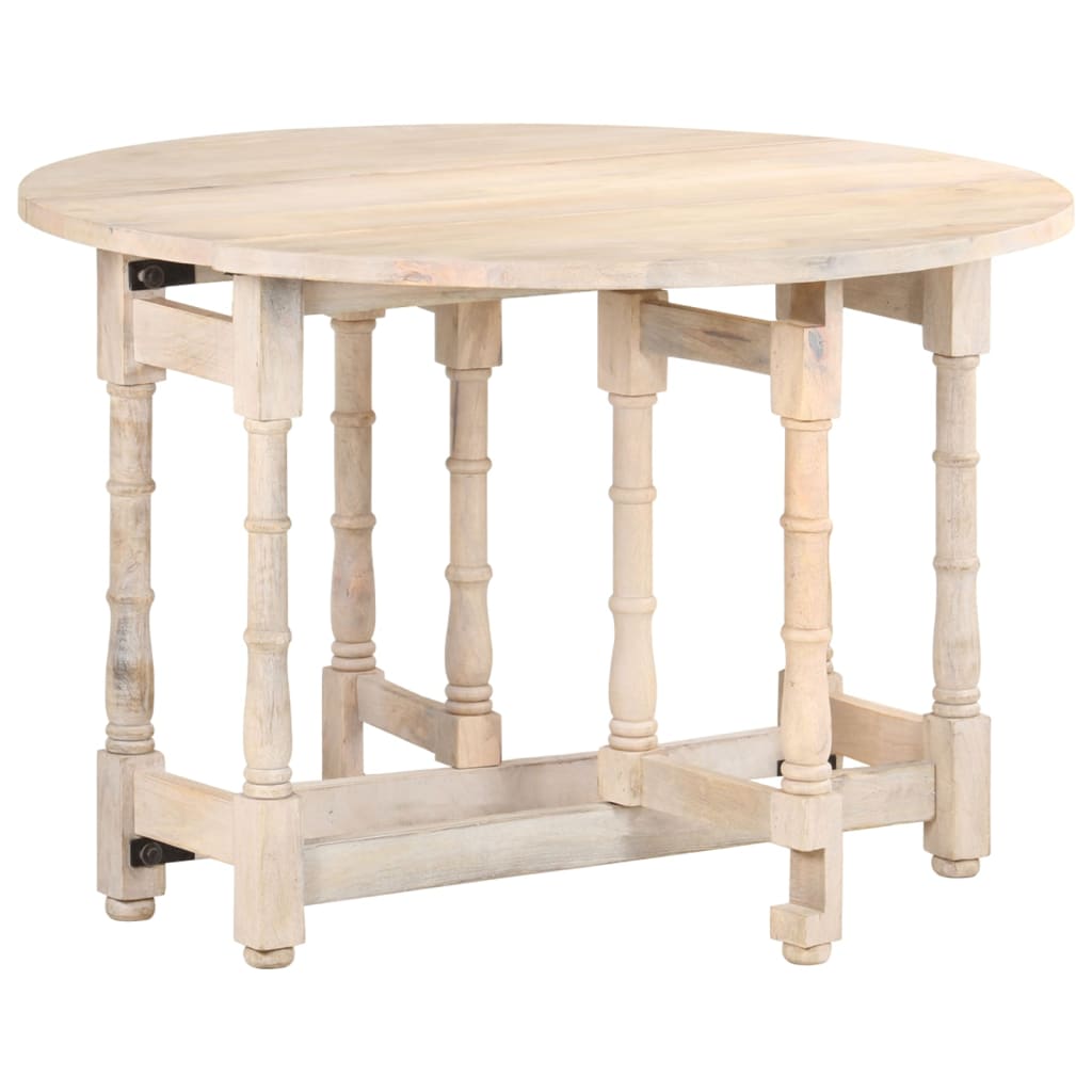 Tavolo da Pranzo Rotondo 110x76 cm in Legno Massello di Mango - homemem39