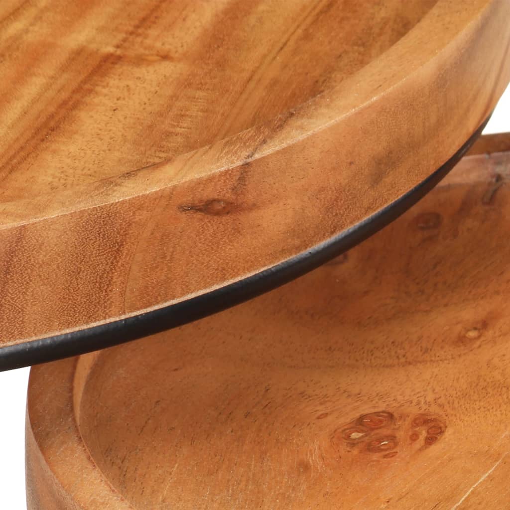 Set Tavolini da Salotto 2 pz Legno Massello di Acacia e Acciaio | homemem39