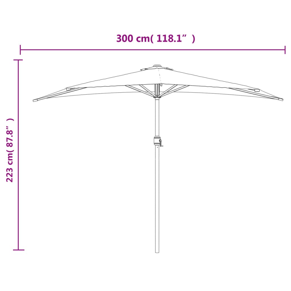 Ombrellone Palo in Alluminio Terracotta 300x155x223 cm a Metà | homemem39