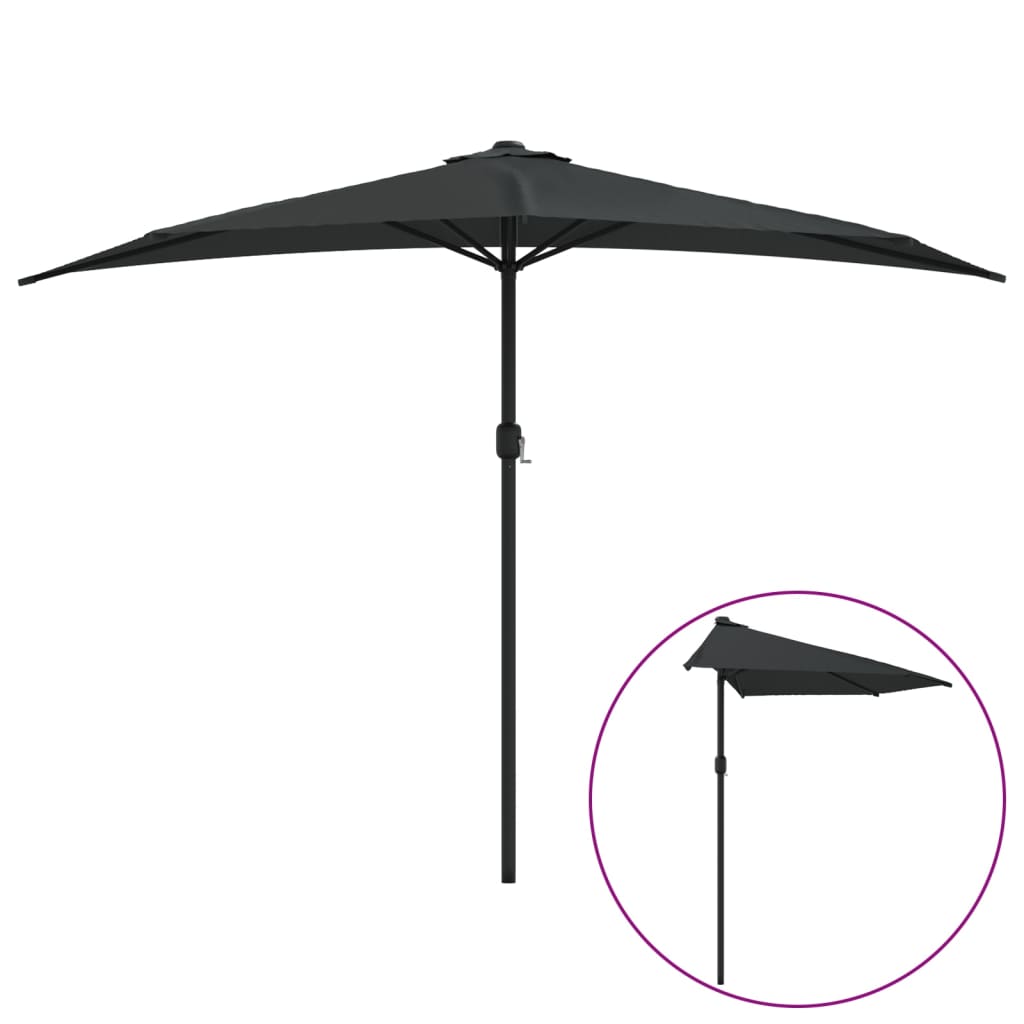 Ombrellone Balcone Palo in Alluminio Nero 300x155x223cm a Metà | homemem39