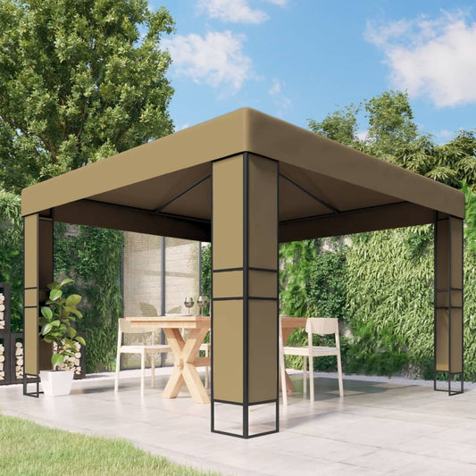 Gazebo con Tetto Doppio 3x3x2,7 m Grigio Talpa 180 g/m² | homemem39