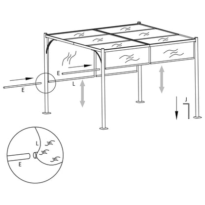 Gazebo da Giardino con Tetto Retrattile 3x3 m Talpa 180 g/m² | homemem39