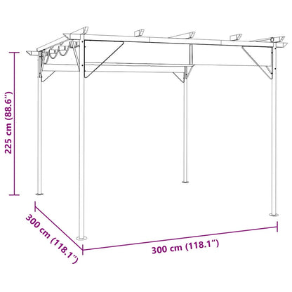 Pergola con Tetto Retrattile Antracite 3x3m in Acciaio 180 g/m² | homemem39