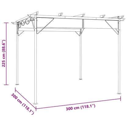 Pergola con Tetto Retrattile Talpa 3x3m in Acciaio 180 g/m² | homemem39