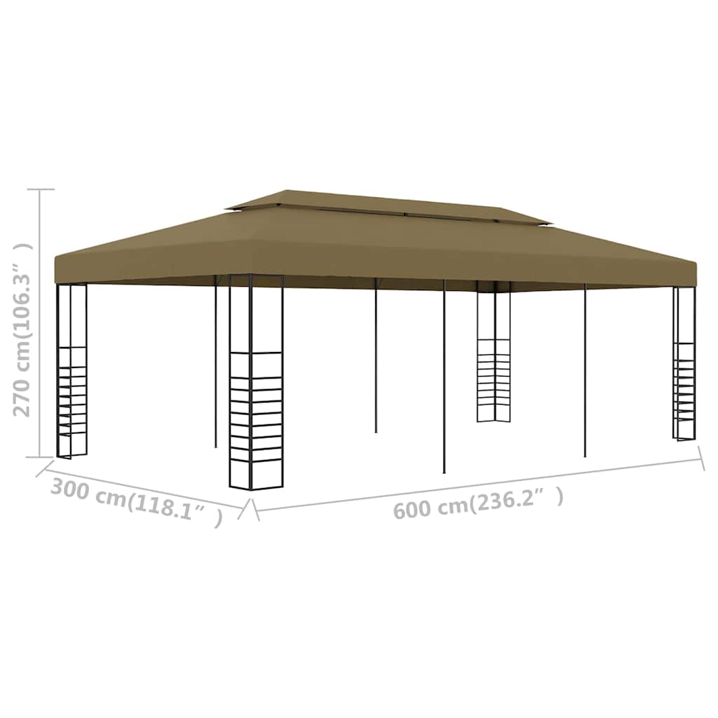 Gazebo da Giardino 6x3x2,7 m Grigio Talpa 180 g/m² | homemem39