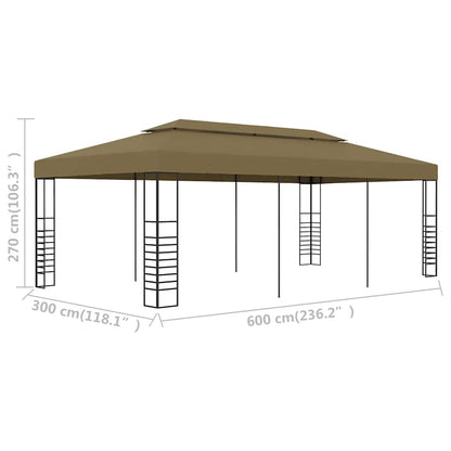 Gazebo da Giardino 6x3x2,7 m Grigio Talpa 180 g/m² | homemem39