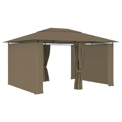 Gazebo da Giardino con Tende 4x3 m Grigio Talpa 180 g/m² | homemem39