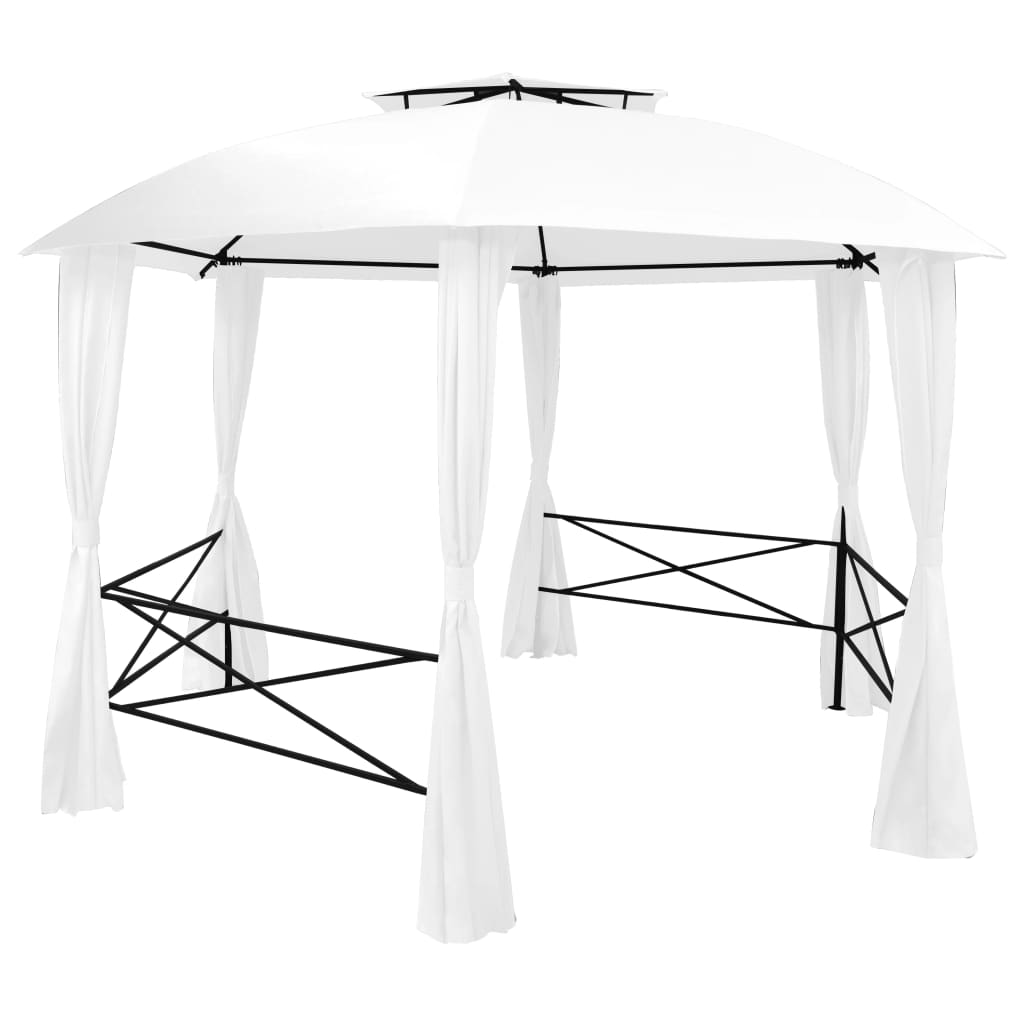 Gazebo da Giardino con Tende 360x312x265 cm Bianco 180 g/m² | homemem39