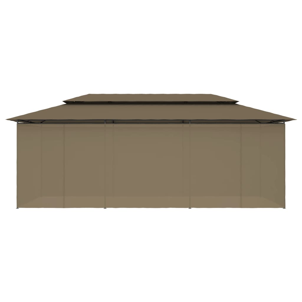 Gazebo con Tende 600x298x270 cm Grigio Talpa 180 g/m²