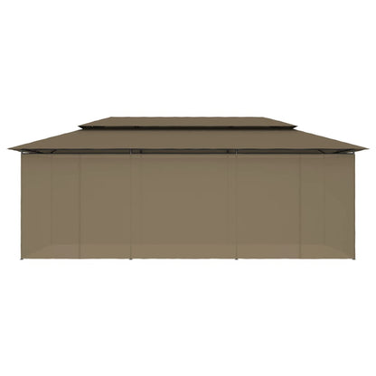 Gazebo con Tende 600x298x270 cm Grigio Talpa 180 g/m²