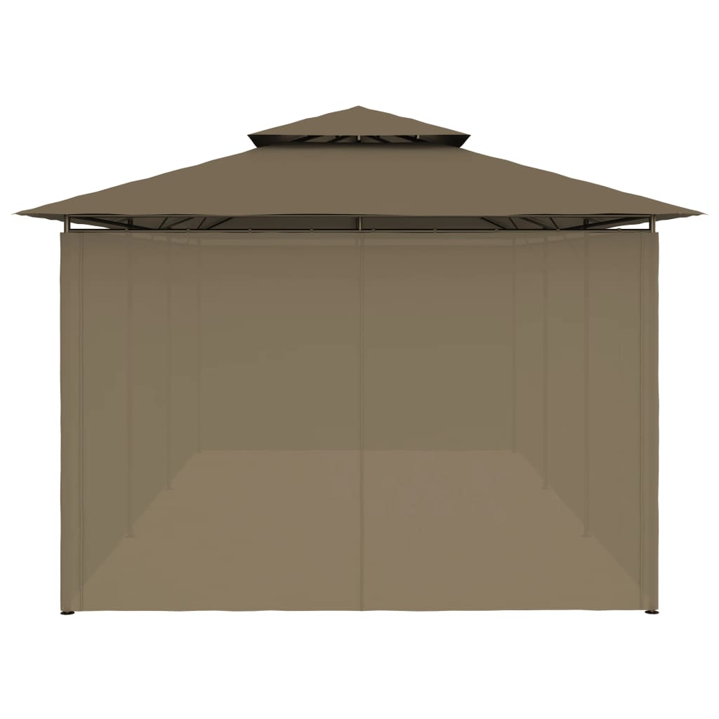 Gazebo con Tende 600x298x270 cm Grigio Talpa 180 g/m²