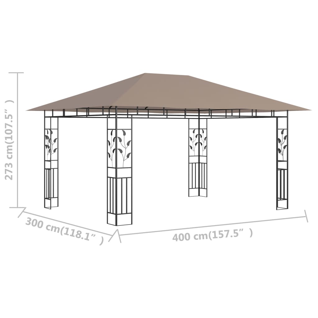 Gazebo con Zanzariera 4x3x2,73 m Talpa 180 g/m² | homemem39
