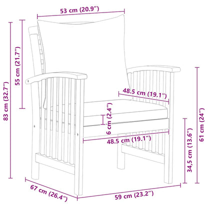 Sedie da Giardino con Cuscini 2 pz in Massello di Acacia - homemem39