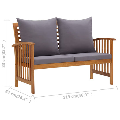 Panca da Giardino con Cuscini 119 cm in Massello Acacia - homemem39